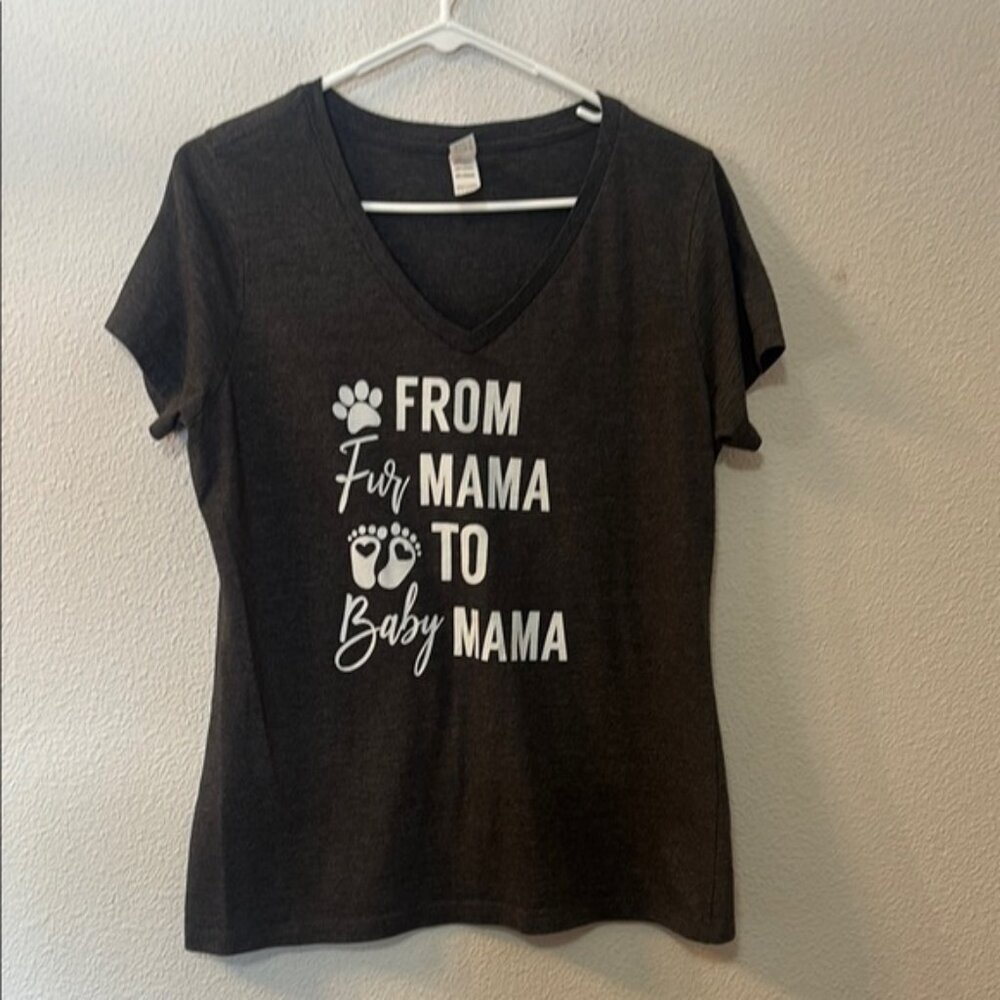 District  fur mama to baby mama Black Short Sleeve Tee